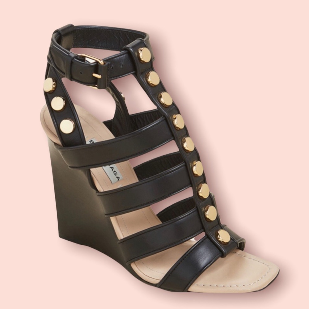 Balenciaga 🤩Host Pick🤩Caged Wedge Leather Sandal